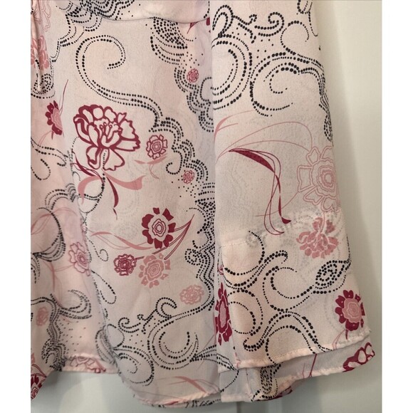 Lane Bryant Top Womens PINK Floral w/BLACK Tie Front Blouse Romance Sz 18/20 - Picture 3 of 8